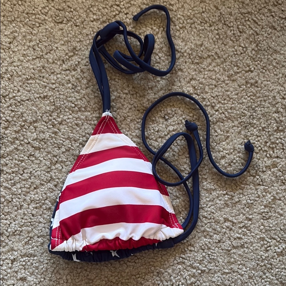 Old Navy Red and White Striped Bikini Top